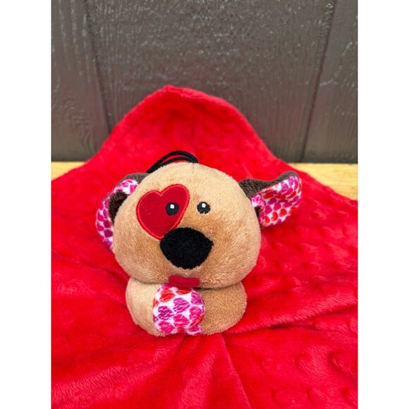 Petco Red Plush Dog Baby Lovey Blanket Heart Print Ears & Paws Squeaker Toy - Picture 2 of 9